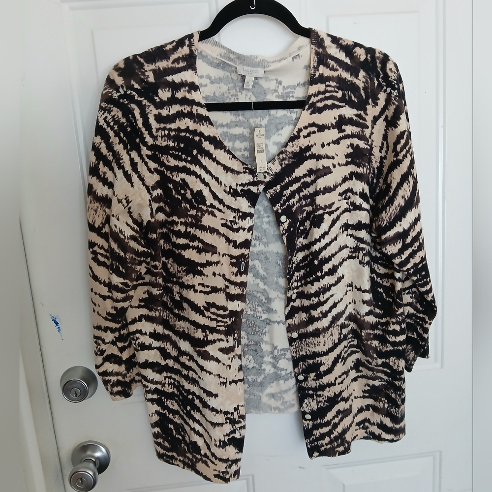 Talbot's Stylish Zebra Print Women's Sweater. NWT  XL